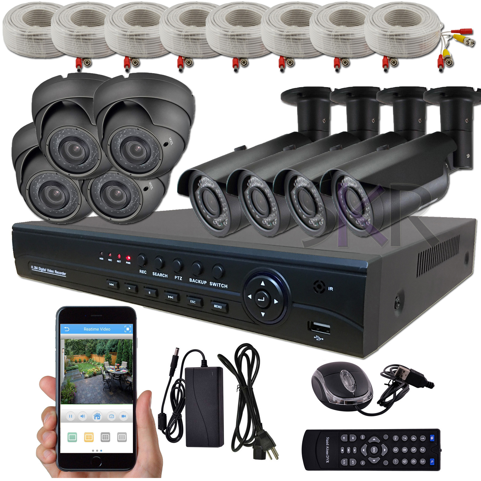 Sikker 16 Ch Channel AHD DVR 10 pcs 2 Megapixel 1080P Security Camera System 4TB