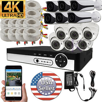 Ultra 16 Channel DVR Recorder with 12pcs 4K 8 Megapixel 2160P Vari-focal lens camera package