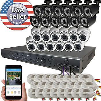 Elite 32 Channel 5MP DVR Recorder with 24 pcs 5 Megapixel 1440P camera package