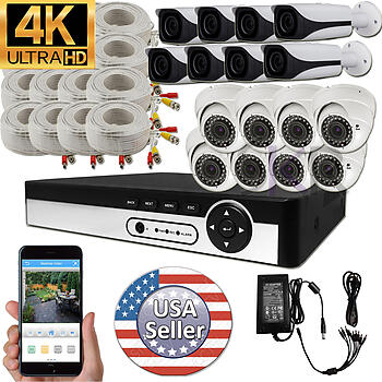 Ultra 16 Channel DVR Recorder with 4K 8 Megapixel 2160P Vari-focal lens camera package