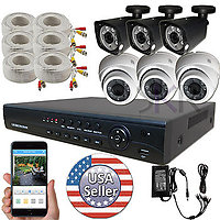8 Channel AHD-H Full 1080P DVR Digital Video Recorder with Six 1080P 2 Mepapixel outdoor camera