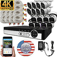 Ultra 16 Channel DVR Recorder with 4K 8 Megapixel 2160P Color night vision camera package