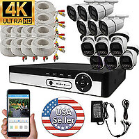 Ultra 16 Channel DVR Recorder with 12 units 4K 8 Megapixel 2160P Color night vision camera package