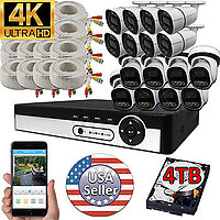 Ultra 16 Channel DVR Recorder with 4K 8 Megapixel 2160P Color night vision camera package