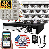 Ultra 16 Channel DVR Recorder with 4K 8 Megapixel 2160P Vandal proof Dome camera package