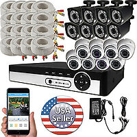 Sikker 16 Channel AHD DVR Digital Video Recorder with 16 Color 1080P 2 Megapixel outdoor camera